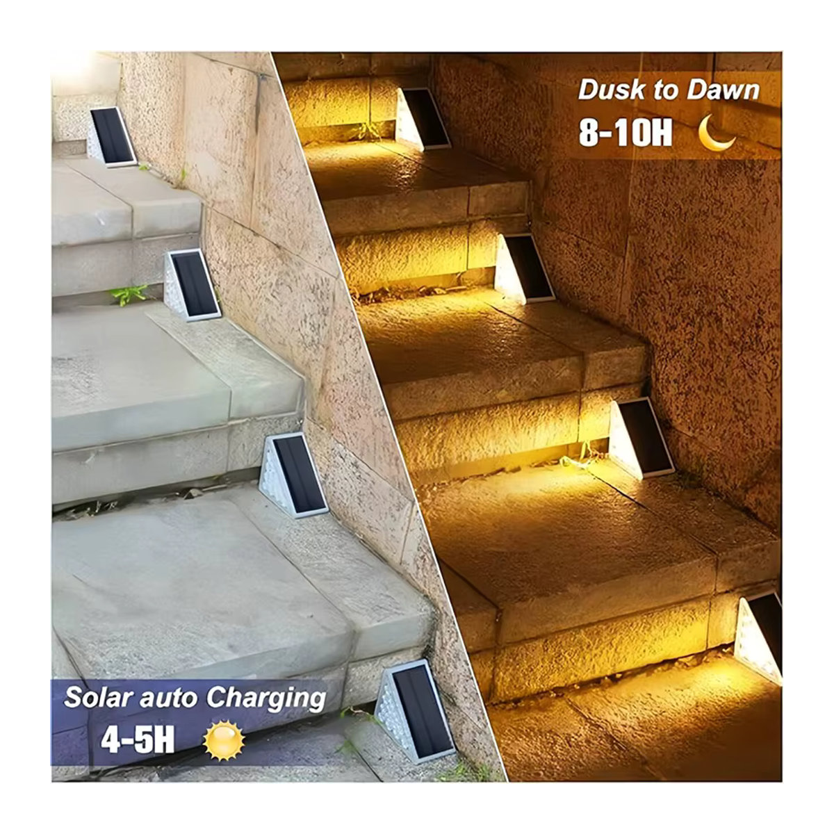 KcoiiFun Solar-Stufenleuchten für den Außenbereich, warmweiß, IP67 wasserdicht - Bild 2