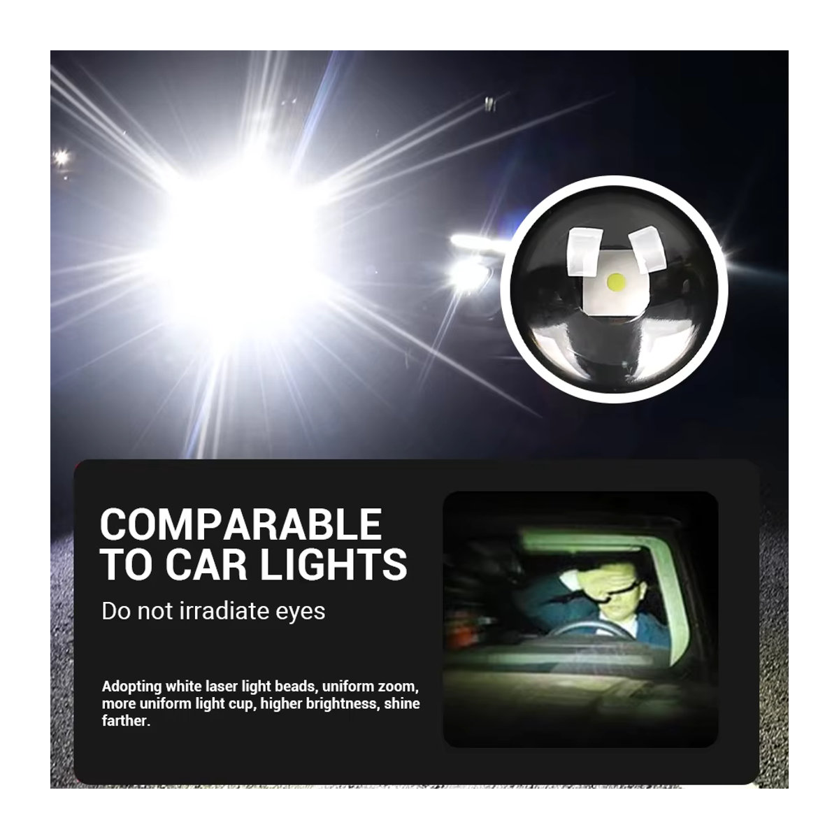 KDULIT Superhelle LED-COB-Taschenlampe, wiederaufladbare multifunktionale USB-Taschenlampe für Outdoor und Camping - Bild 3