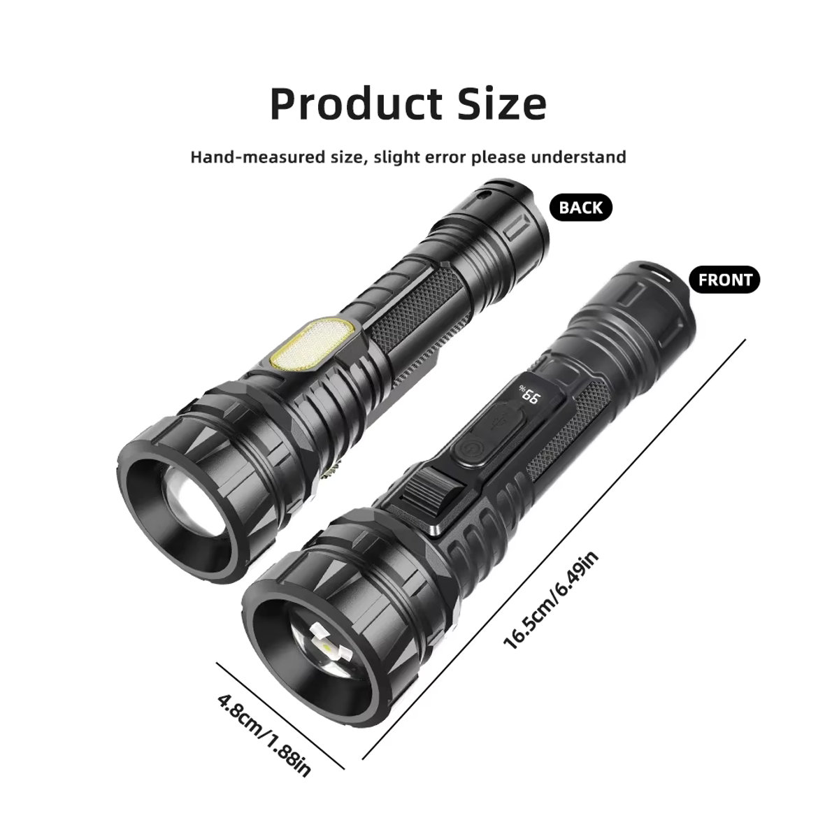 KDULIT Superhelle LED-COB-Taschenlampe, wiederaufladbare multifunktionale USB-Taschenlampe für Outdoor und Camping - Bild 5