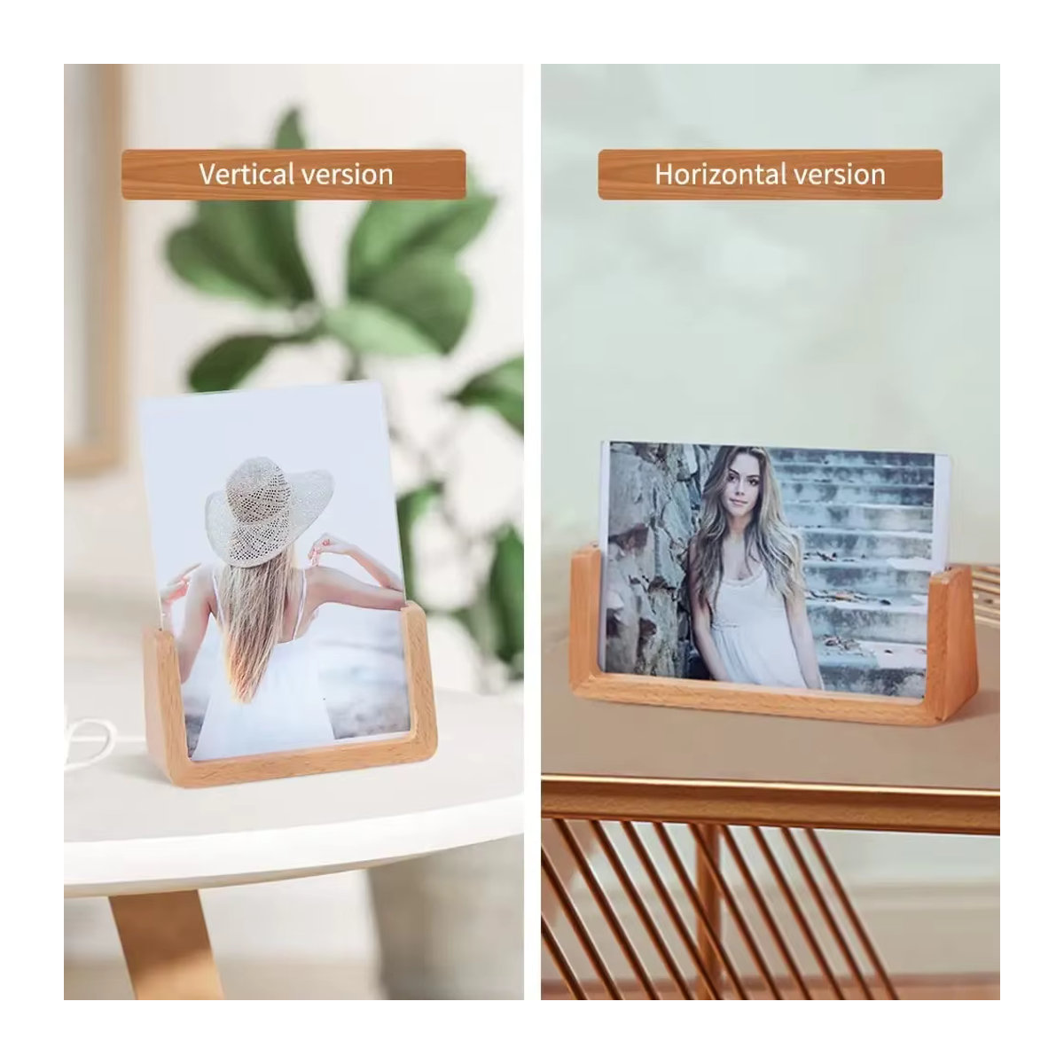 KEANG Fotorahmen aus Holz und Acryl in skandinavischem Design, transparent und braun, rechteckig für 7 Zoll Fotos - Bild 2