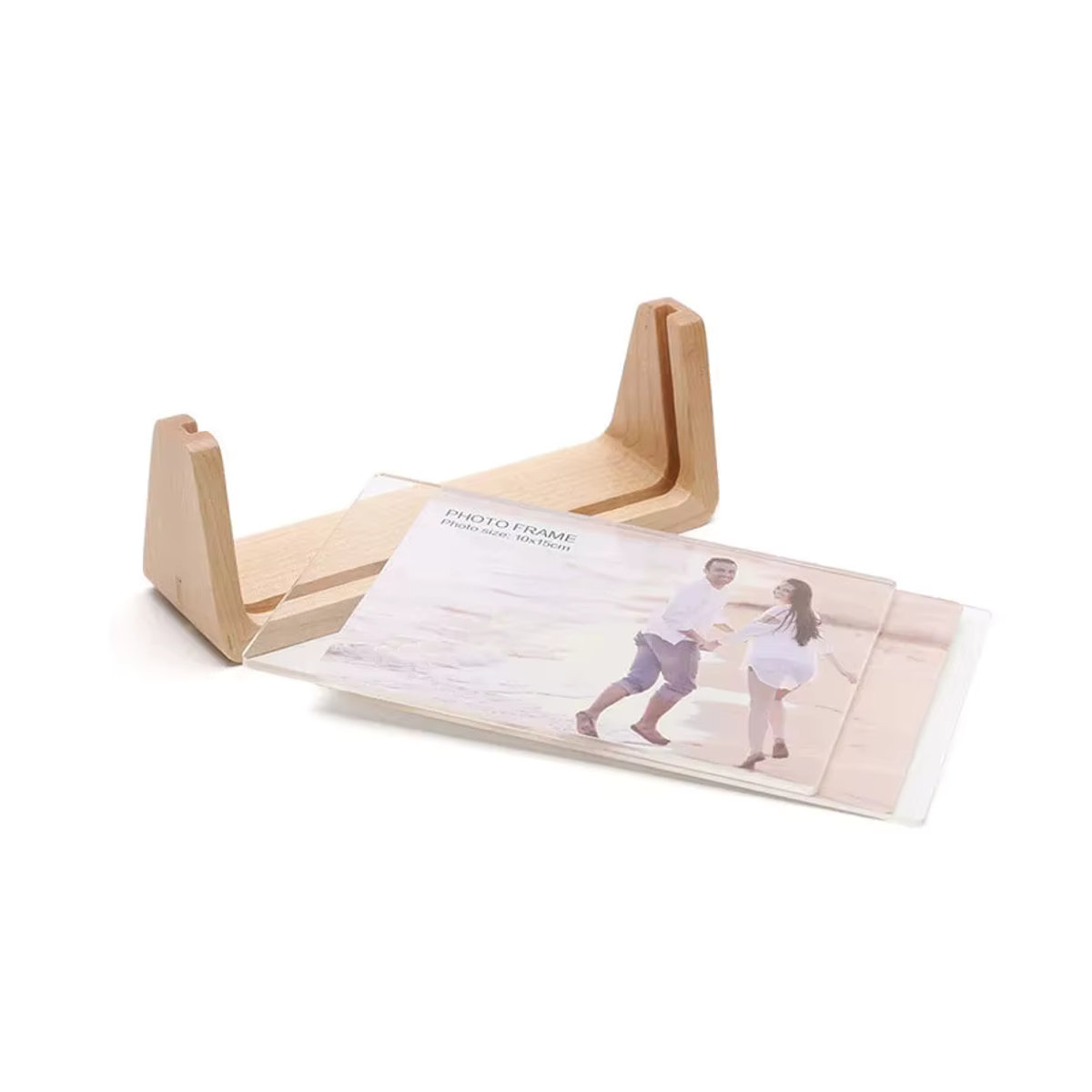 KEANG Fotorahmen aus Holz und Acryl in skandinavischem Design, transparent und braun, rechteckig für 7 Zoll Fotos - Bild 4