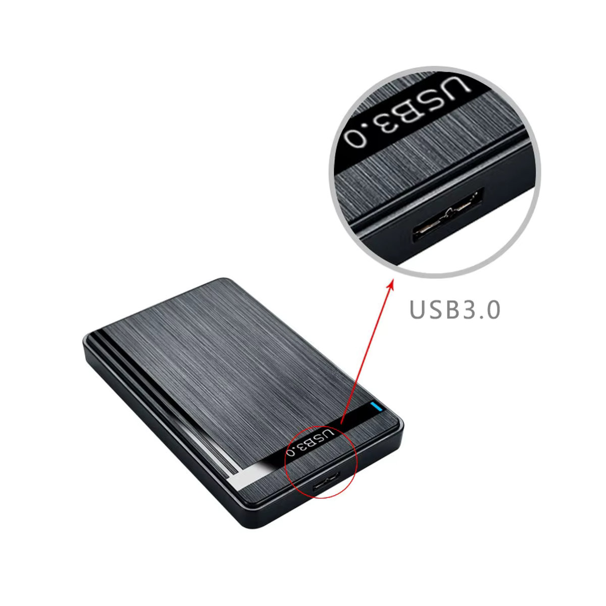 KEBETEME Externes 2,5-Zoll-HDD-Gehäuse SATA zu USB 3.0 für SSD und HDD, Schwarz, Minimalistisch - Bild 2