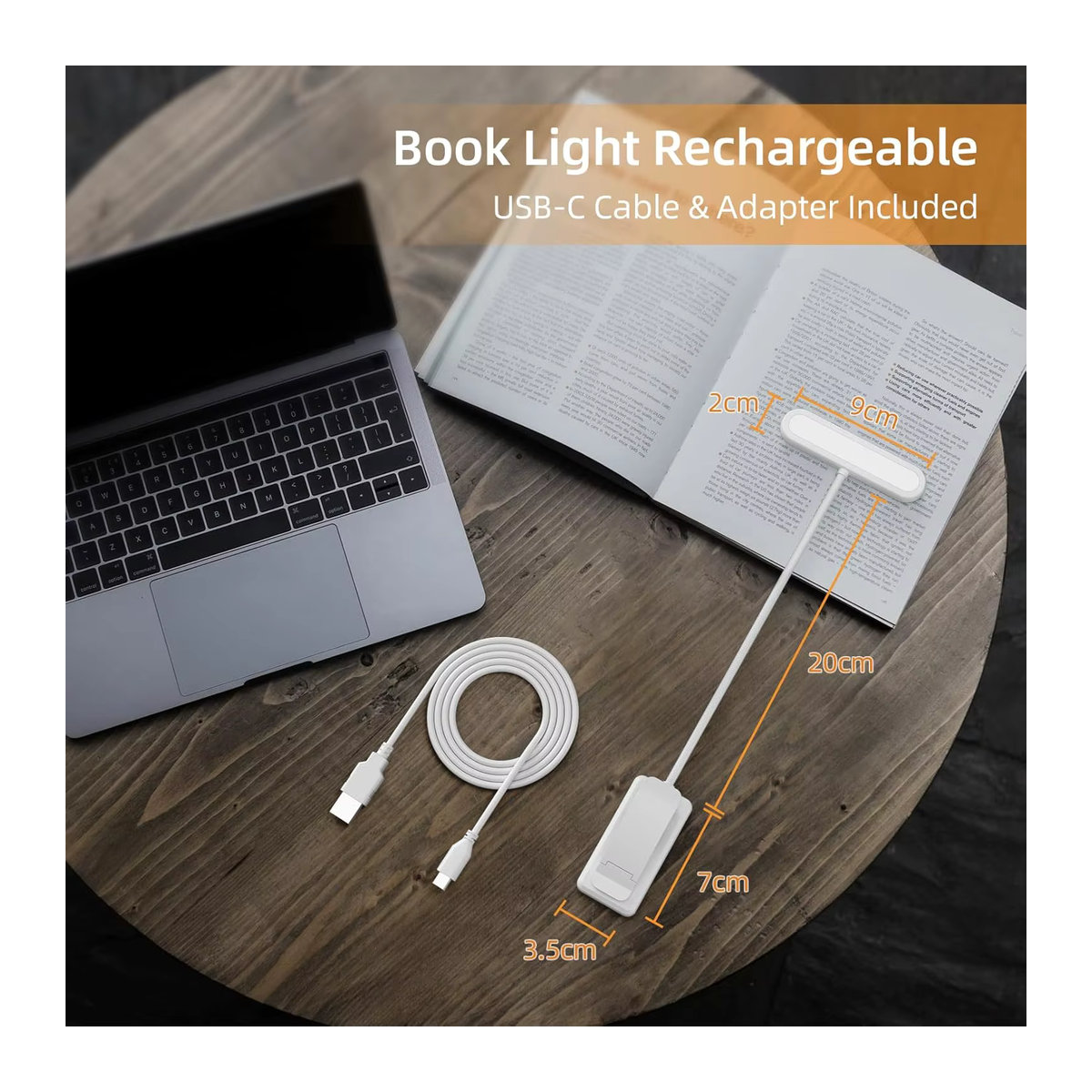 KEBINCPLED LED Leseleuchte Weiß – Tragbare USB-aufladbare Buchlampe mit warmweißem, kaltweißem und Tageslicht-Modus für minimalistisches Lesen - Bild 3