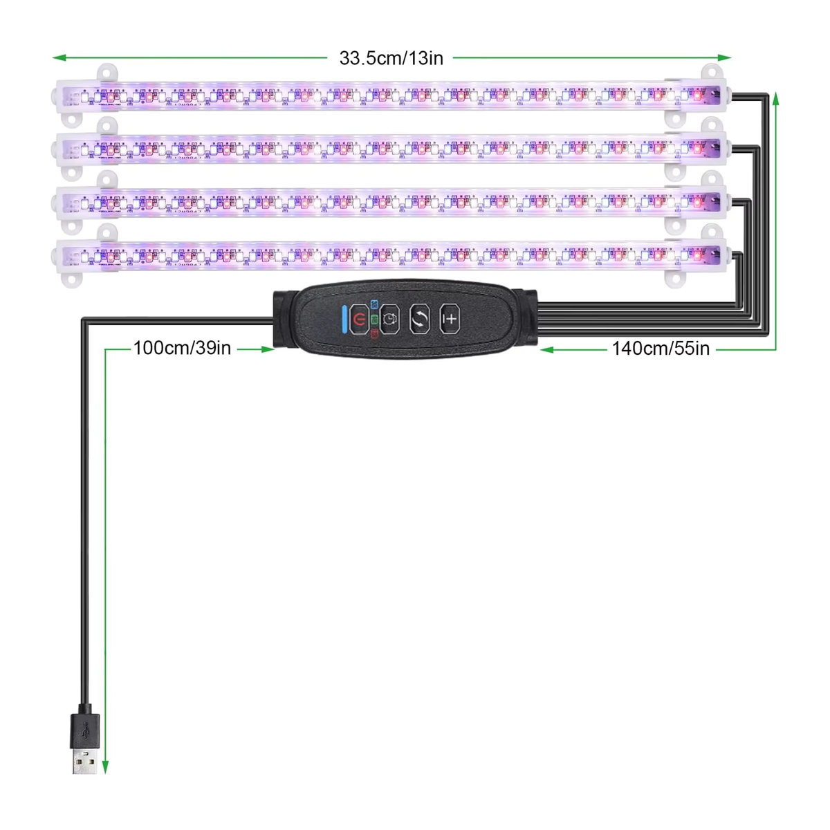 KEBINCPLED Phyto Lampe mit Vollspektrum LED, dimmbar, 3 Farben, USB DC5V mit Timer für Indoor Pflanzen und Hydrokultur - Bild 5