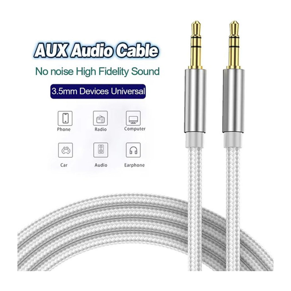 kebiss AUX-Audiokabel 3,5 mm Klinke auf 3,5 mm Klinke in Silber - Bild 1