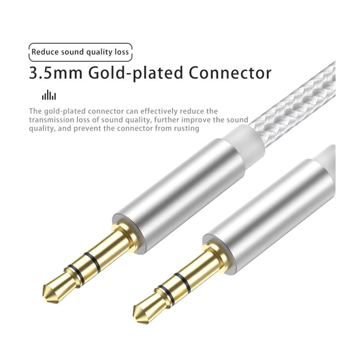 kebiss AUX-Audiokabel 3,5 mm Klinke auf 3,5 mm Klinke in Silber - Bild 2