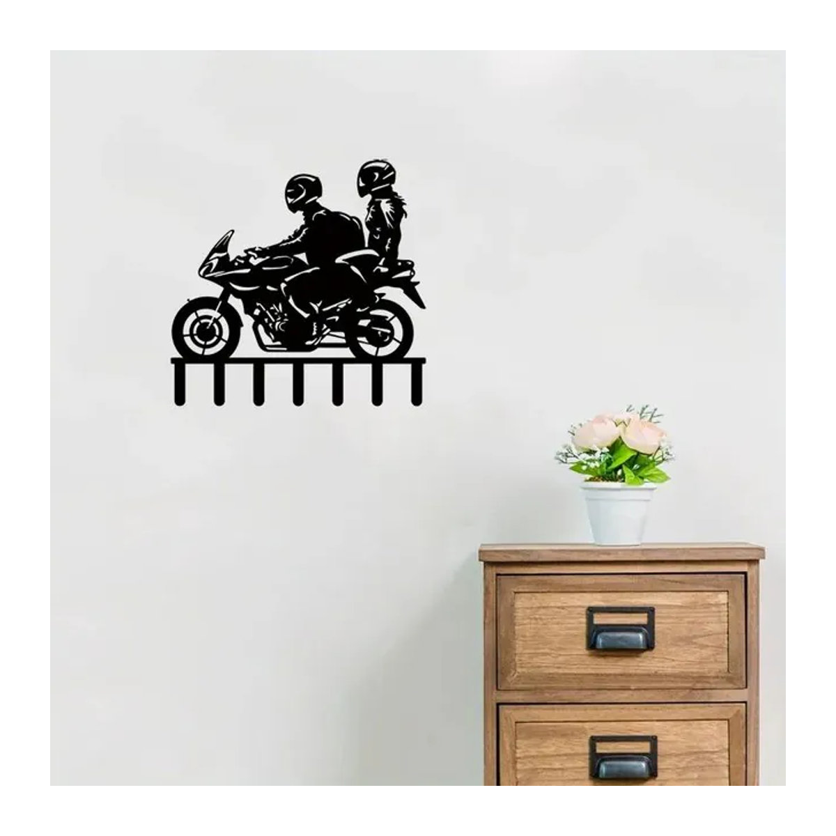 Keenovo Motorrad-Schlüsselhalter aus Metall in Schwarz, rustikaler Wandmontage-Schlüsselaufhänger für Heim und Büro - Bild 1