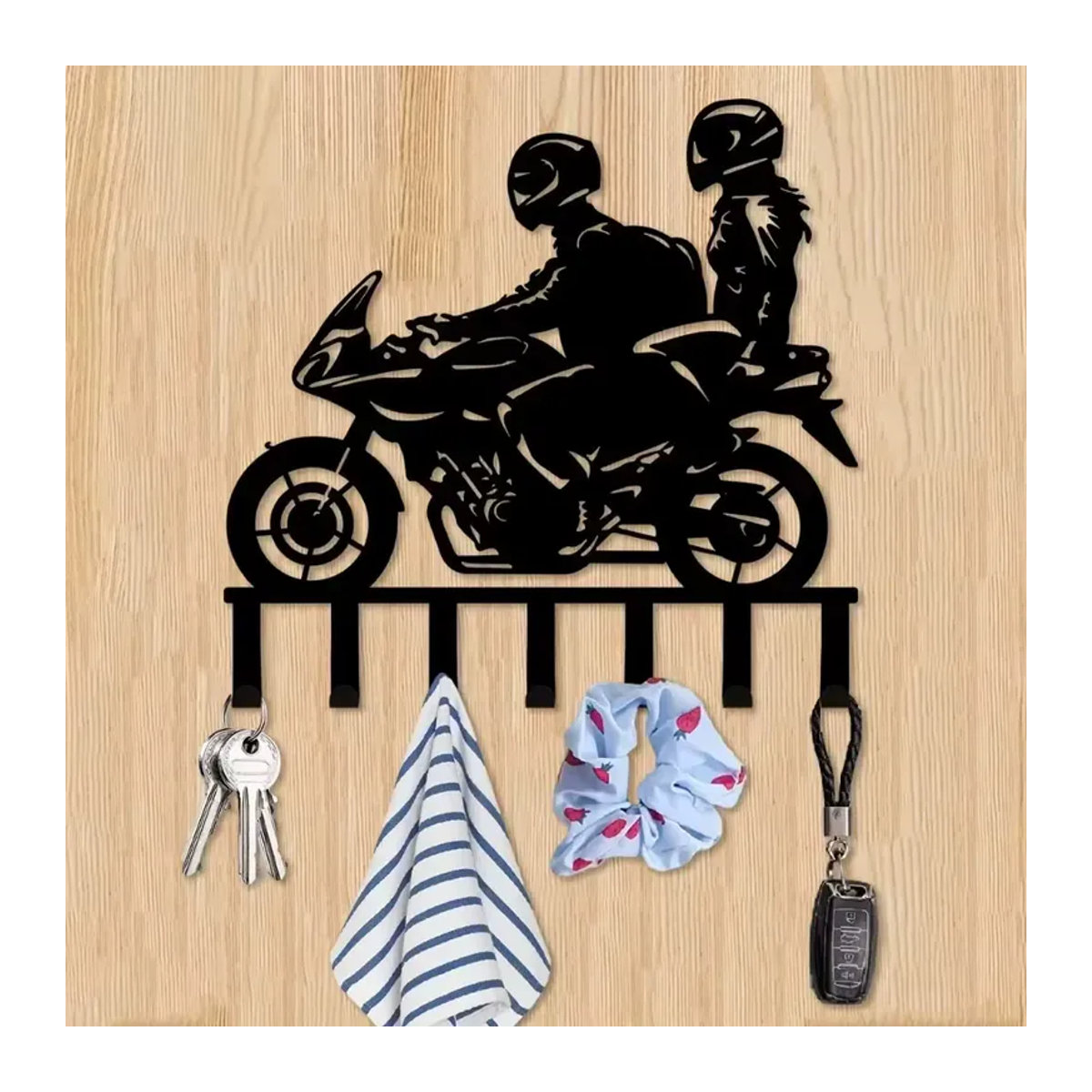 Keenovo Motorrad-Schlüsselhalter aus Metall in Schwarz, rustikaler Wandmontage-Schlüsselaufhänger für Heim und Büro - Bild 3