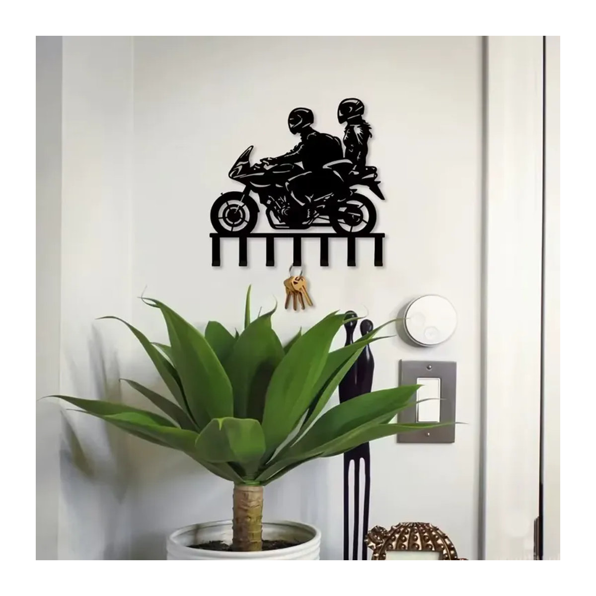 Keenovo Motorrad-Schlüsselhalter aus Metall in Schwarz, rustikaler Wandmontage-Schlüsselaufhänger für Heim und Büro - Bild 4