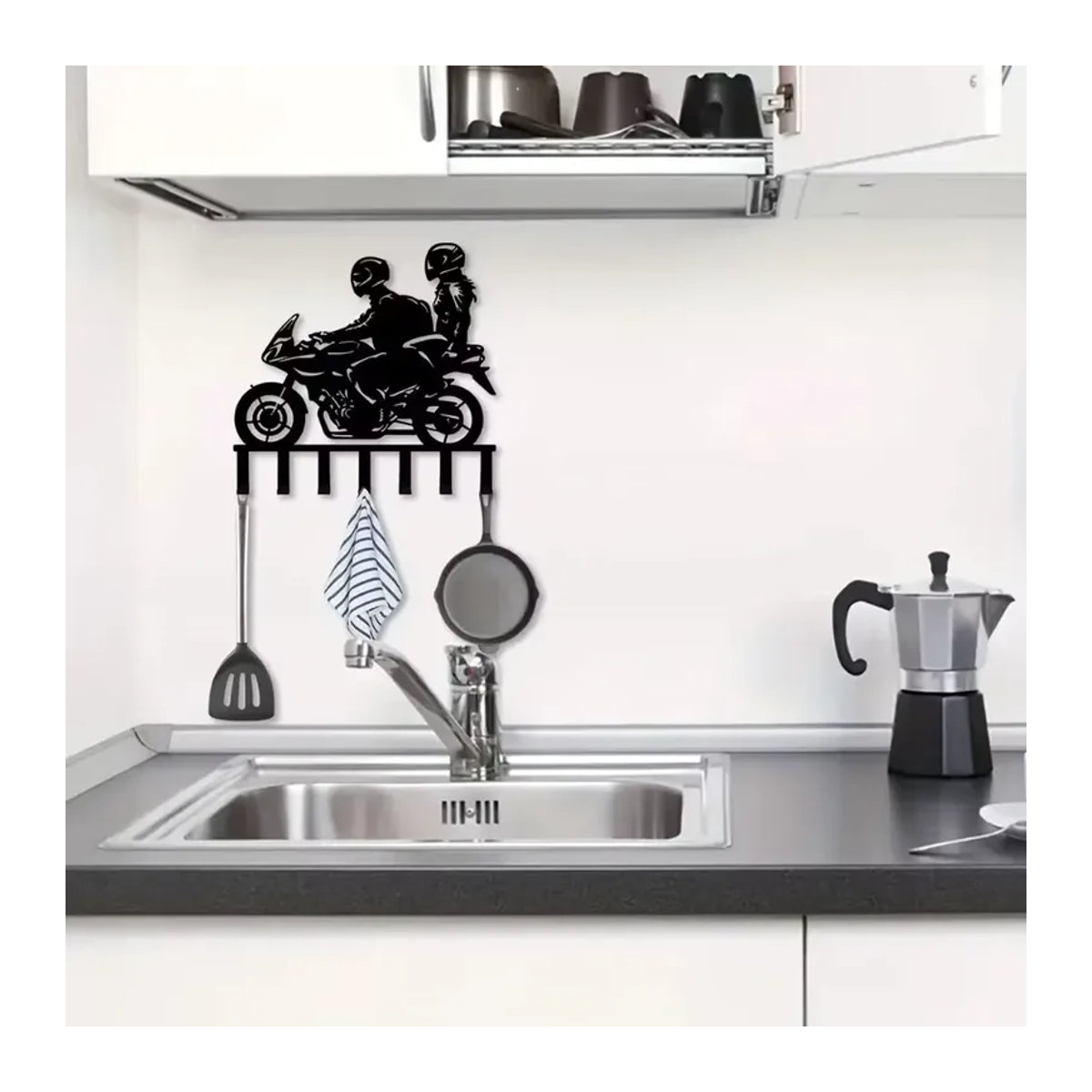 Keenovo Motorrad-Schlüsselhalter aus Metall in Schwarz, rustikaler Wandmontage-Schlüsselaufhänger für Heim und Büro - Bild 5