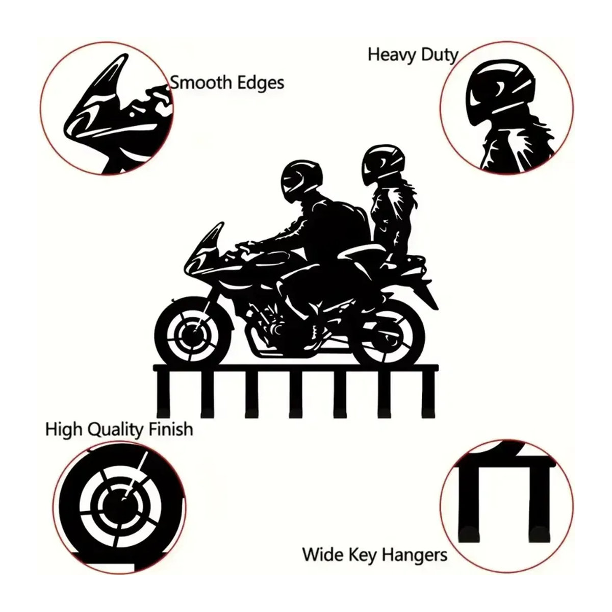 Keenovo Motorrad-Schlüsselhalter aus Metall in Schwarz, rustikaler Wandmontage-Schlüsselaufhänger für Heim und Büro - Bild 6