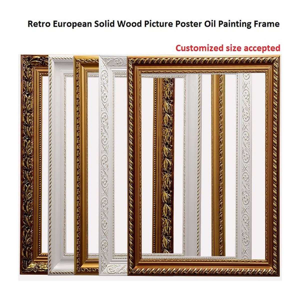 Keepmore Bilderrahmen aus Massivholz im Vintage-Stil mit floralem Design, Rechteckig, B/H: 30 x 40 cm, Farben: Weiß oder Gold - Bild 1