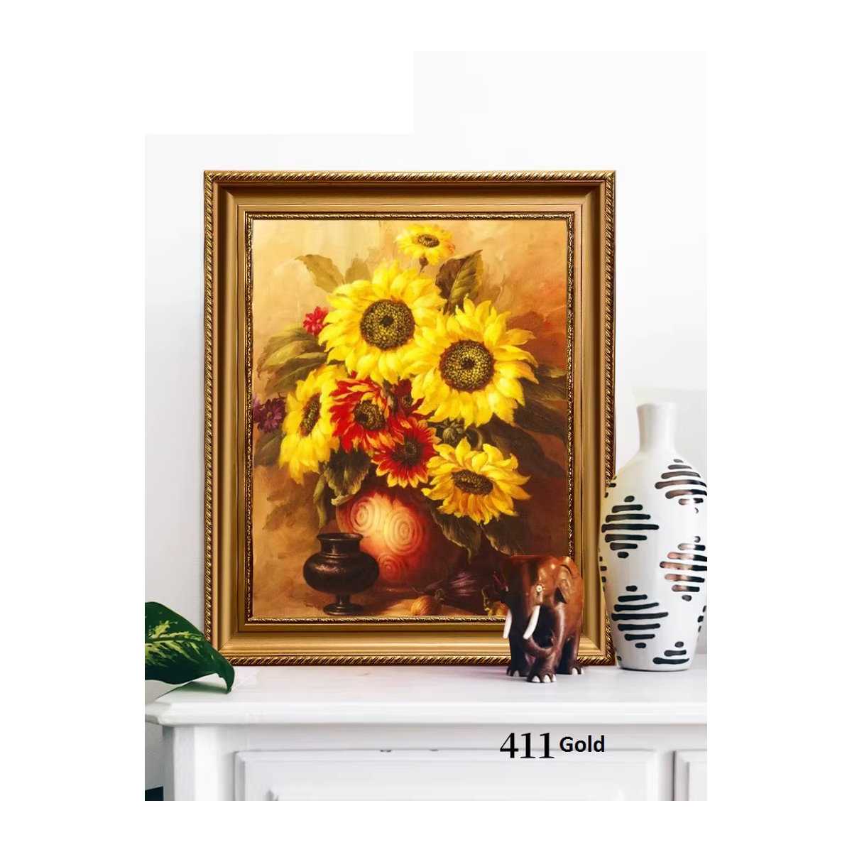 Keepmore Bilderrahmen aus Massivholz im Vintage-Stil mit floralem Design, Rechteckig, B/H: 30 x 40 cm, Farben: Weiß oder Gold - Bild 4