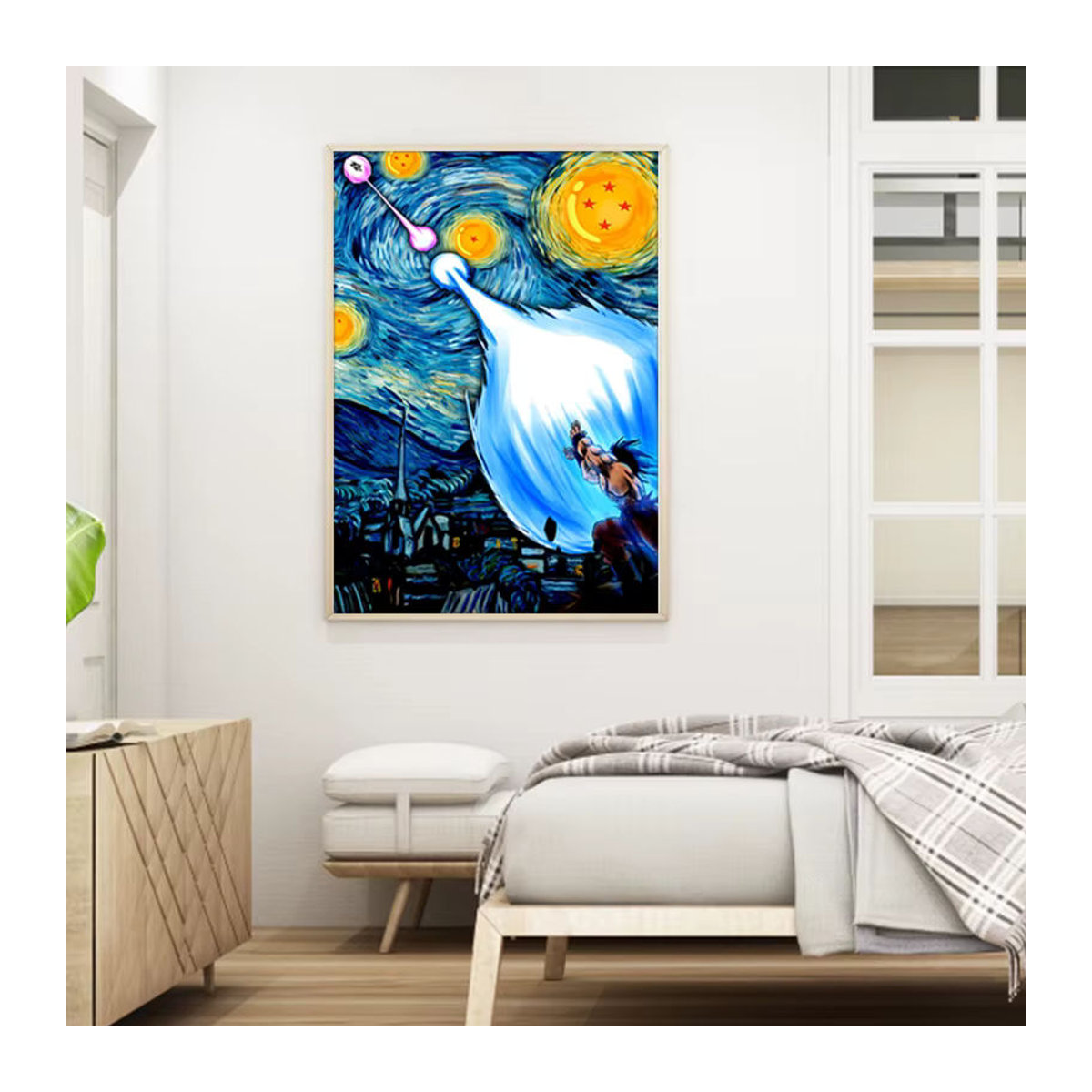 Keeppley Dragon Ball Anime Goku Poster Abstrakte Leinwandmalerei im Van Gogh Sternennacht Stil, Mehrfarbiges Wandbild für dein Teenager Schlafzimmer, Hochformat, Rahmenlos - Bild 4