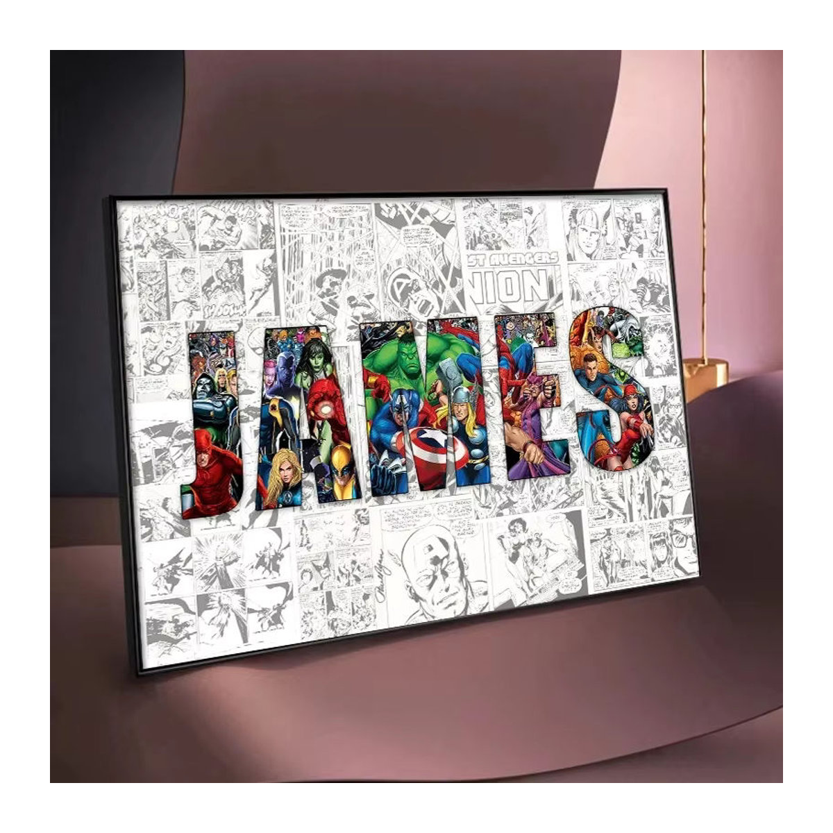 Keeppley Personalisierter Superhelden Leinwandprint mit individuellem Namen als Typografie Wandkunst für Kinder in Querformat und Mehrfarbig - Bild 2