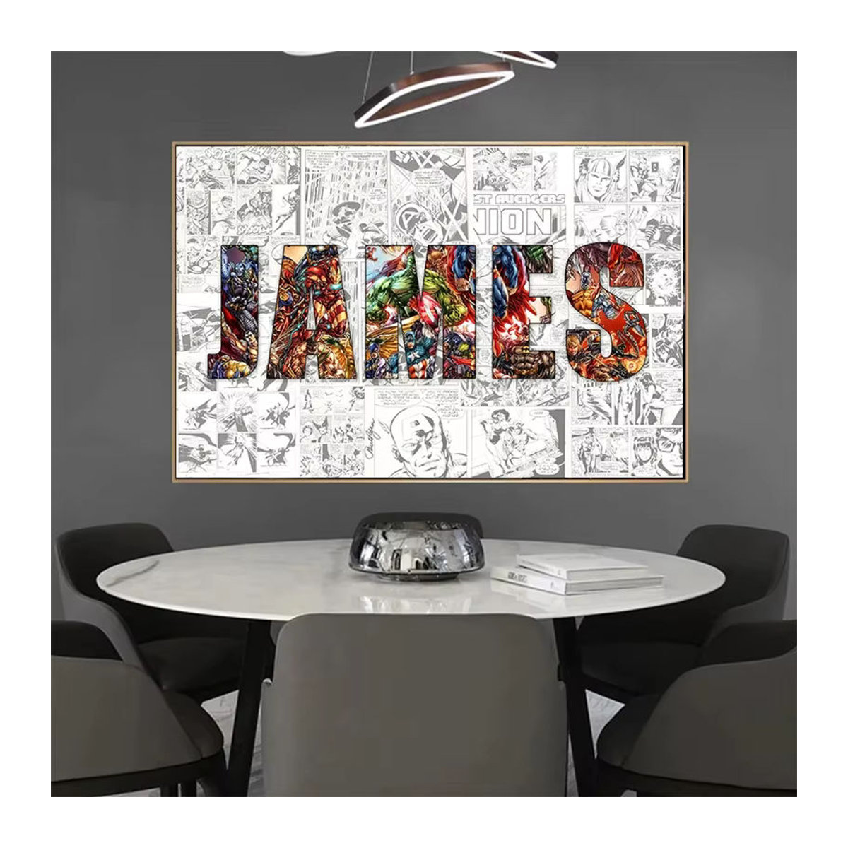 Keeppley Personalisierter Superhelden Leinwandprint mit individuellem Namen als Typografie Wandkunst für Kinder in Querformat und Mehrfarbig - Bild 3