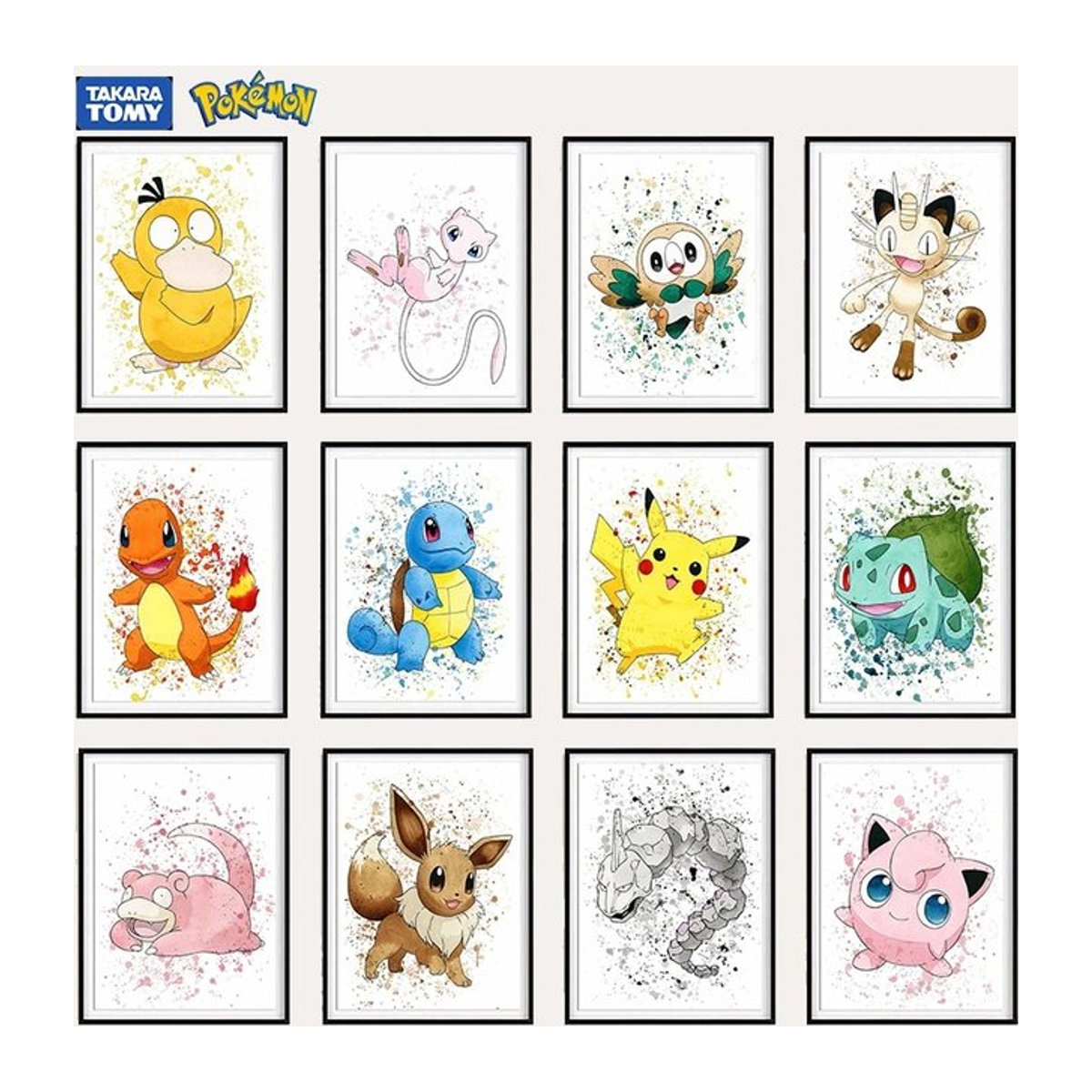 Keeppley Pokemon Anime Leinwand Wandbild mit Pikachu, Charmander und Squirtle, mehrfarbiges - Bild 1