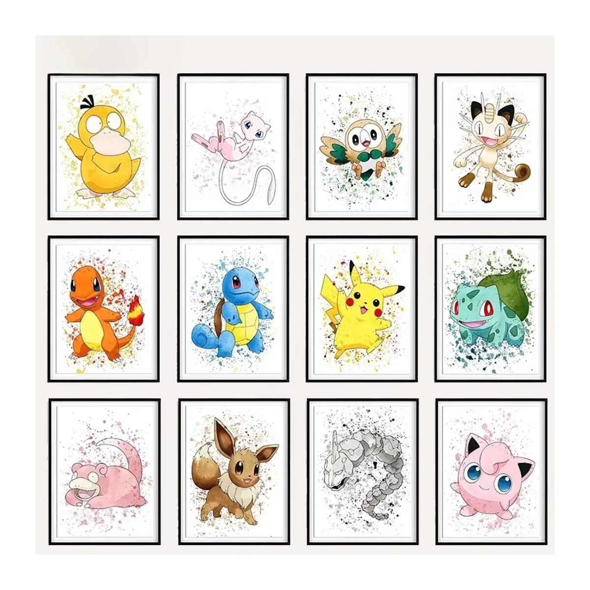 Keeppley Pokemon Anime Leinwand Wandbild mit Pikachu, Charmander und Squirtle, mehrfarbiges - Bild 2