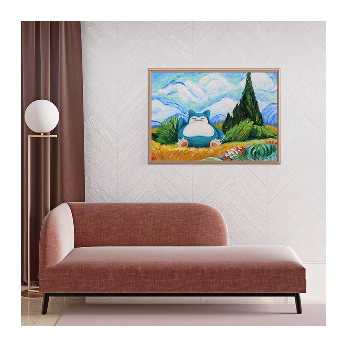 Keeppley Pokemon Snorlax Van Gogh Wandkunst Leinwand im Querformat, mehrfarbiges Poster für Kinderzimmer und Wohnzimmer - Bild 3