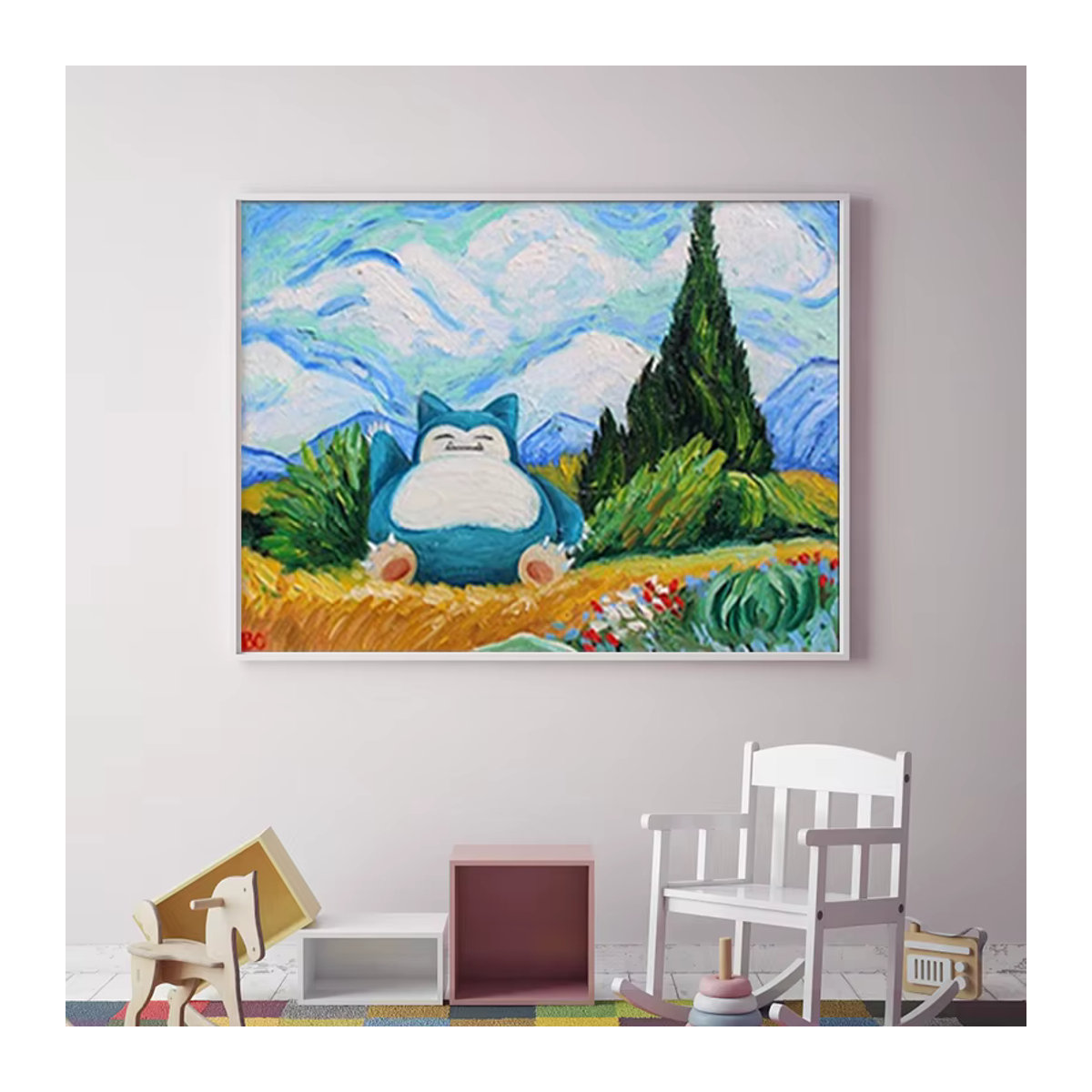 Keeppley Pokemon Snorlax Van Gogh Wandkunst Leinwand im Querformat, mehrfarbiges Poster für Kinderzimmer und Wohnzimmer - Bild 4