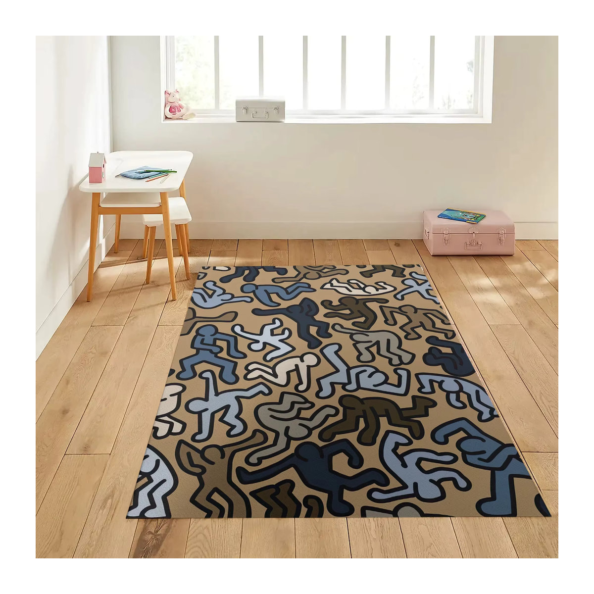 Keith Haring Pop Art Druckteppich Tanzen Multicolor rutschfest für dein Wohnzimmer - Bild 2