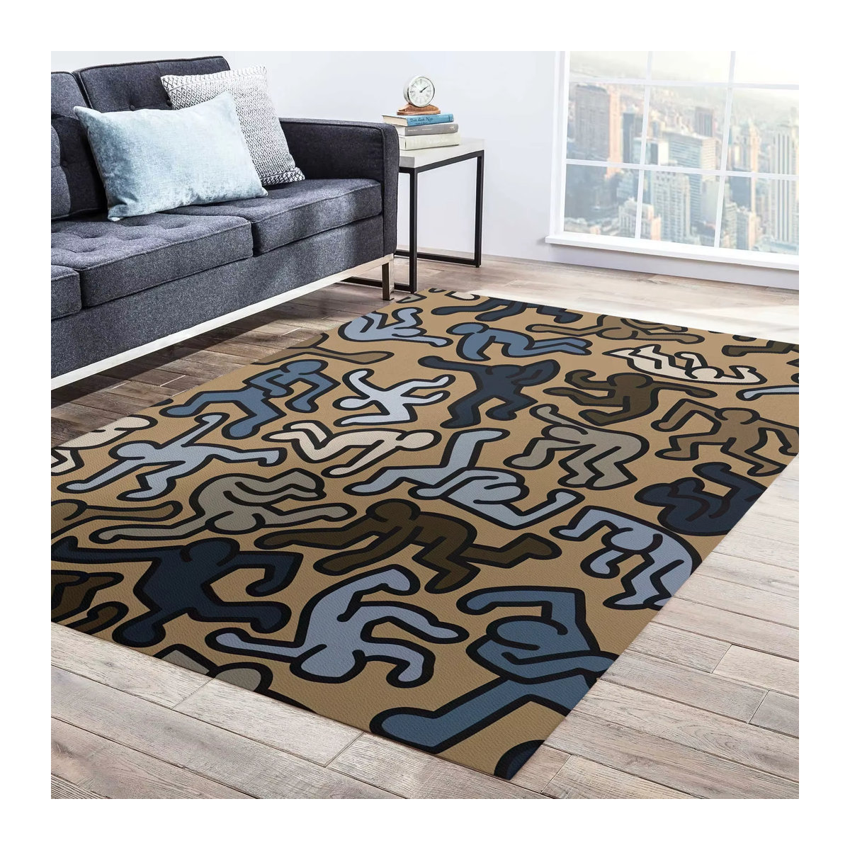 Keith Haring Pop Art Druckteppich Tanzen Multicolor rutschfest für dein Wohnzimmer - Bild 3