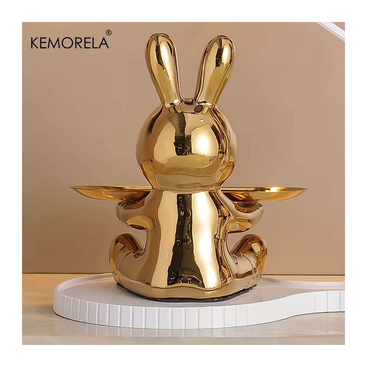 KEMORELA Kaninchen-Schlüsselaufbewahrungsornament aus Keramik in Mehrfarbig und Gold - Bild 1