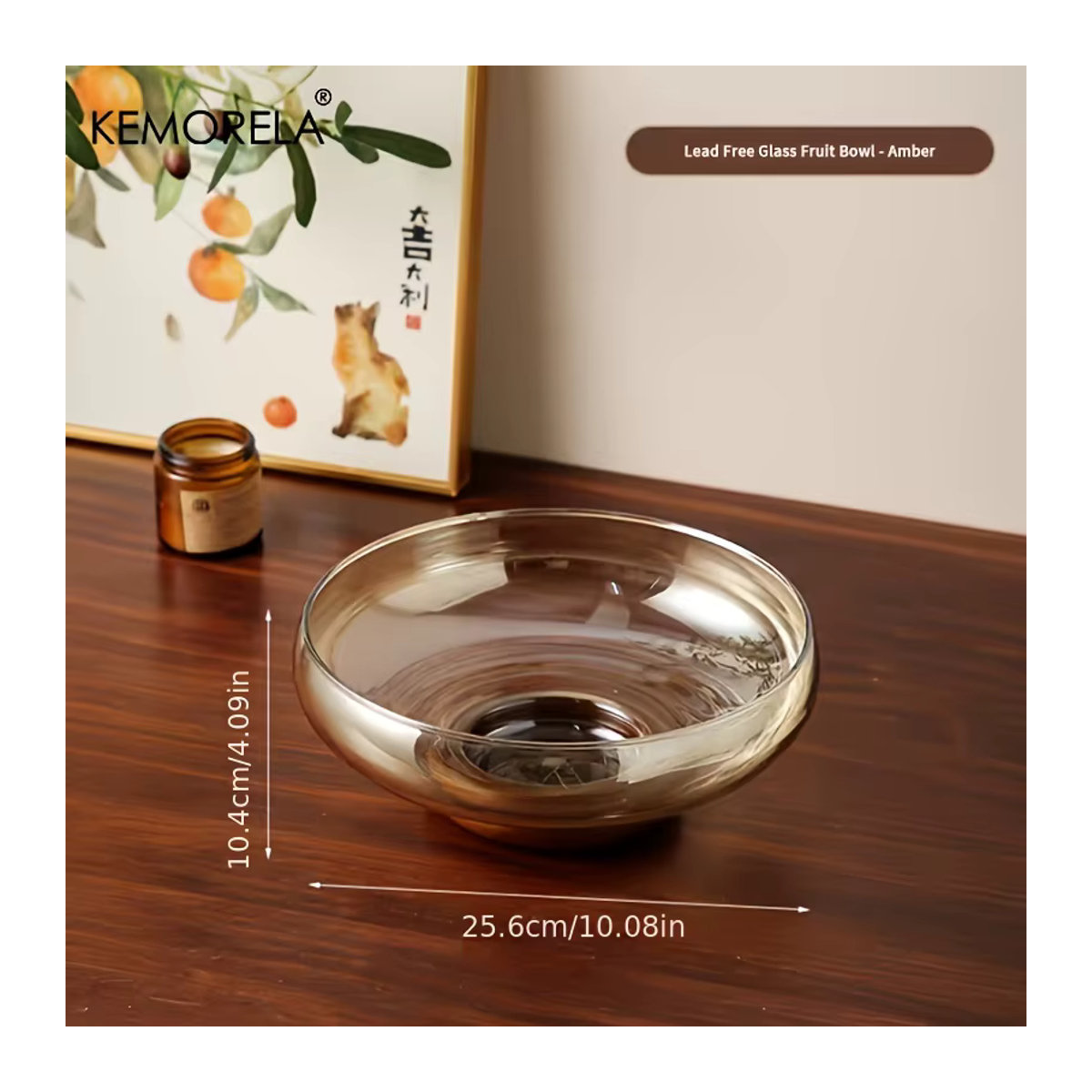 KEMORELA Obstschale aus Glas in Transparent und Braun, rundes Design mit Fuß für Snacks und Salate - Bild 6