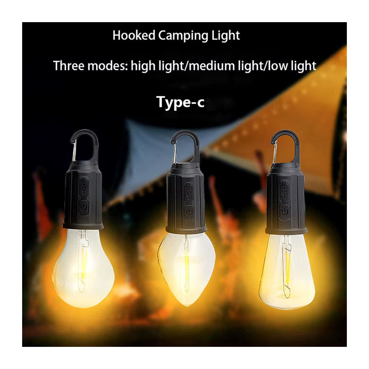 KENSUN Tragbare Vintage LED Campinglaterne mit Haken und USB-C wiederaufladbarem Akku in Retro-Optik - Bild 2