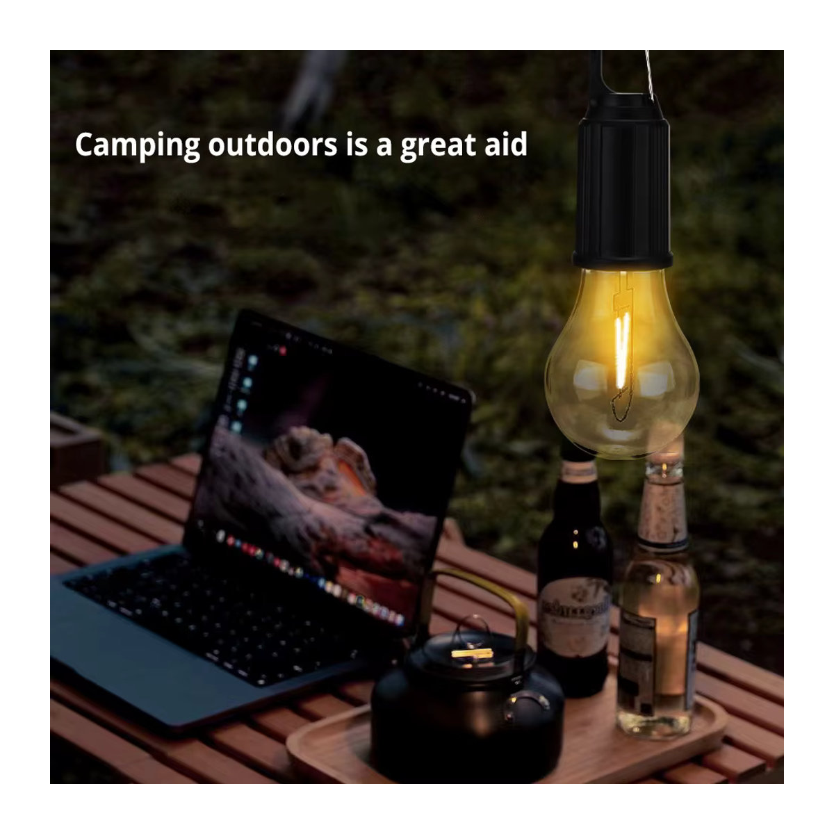 KENSUN Tragbare Vintage LED Campinglaterne mit Haken und USB-C wiederaufladbarem Akku in Retro-Optik - Bild 5