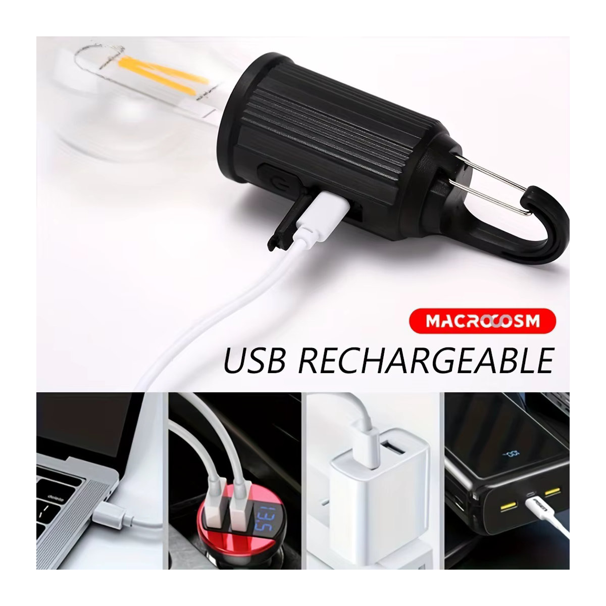 KENSUN Tragbare Vintage LED Campinglaterne mit Haken und USB-C wiederaufladbarem Akku in Retro-Optik - Bild 6
