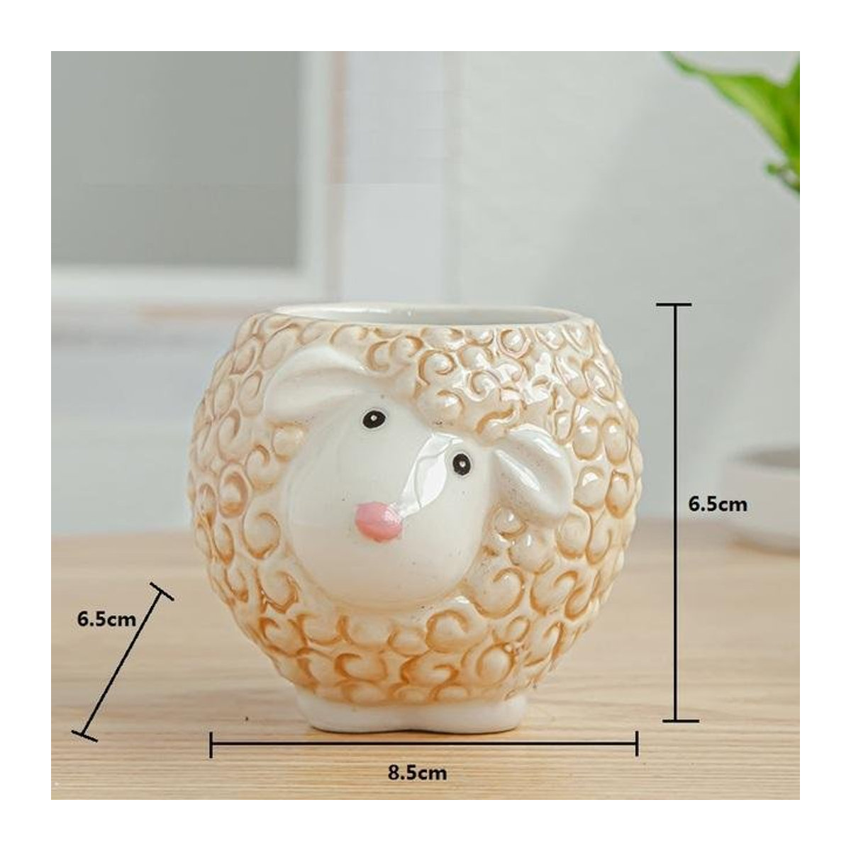Keramik Blumentopf im nordischen Stil mit Tierkopf-Design für Sukkulenten und Bonsai - Bild 1