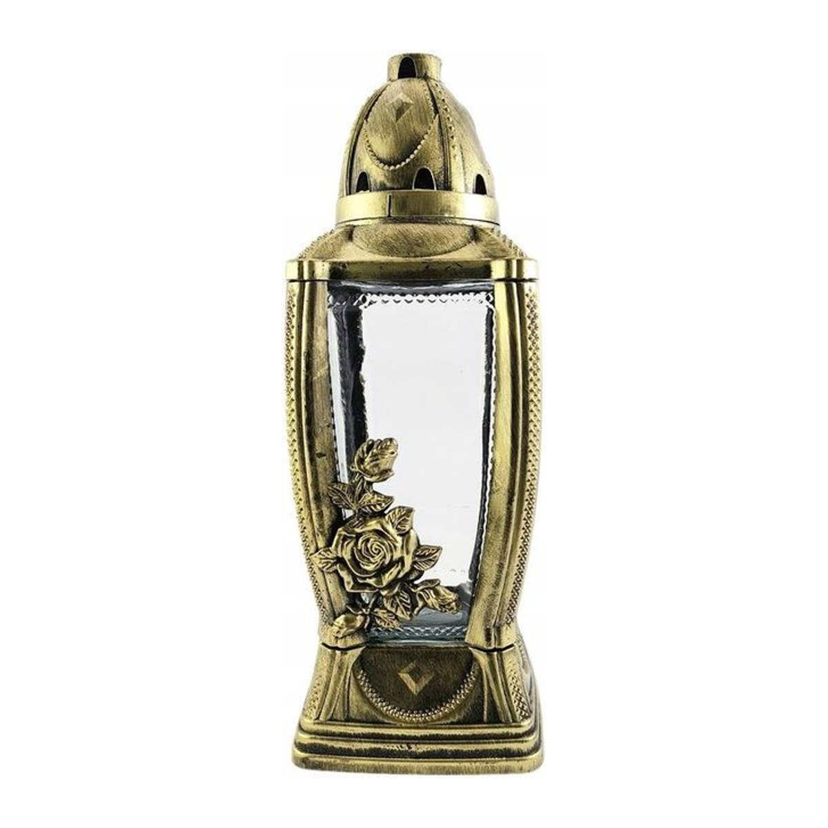 Kerzenständer Kapelle Laterne aus Glas und Metall in Gold, Höhe: 40 cm - Bild 1