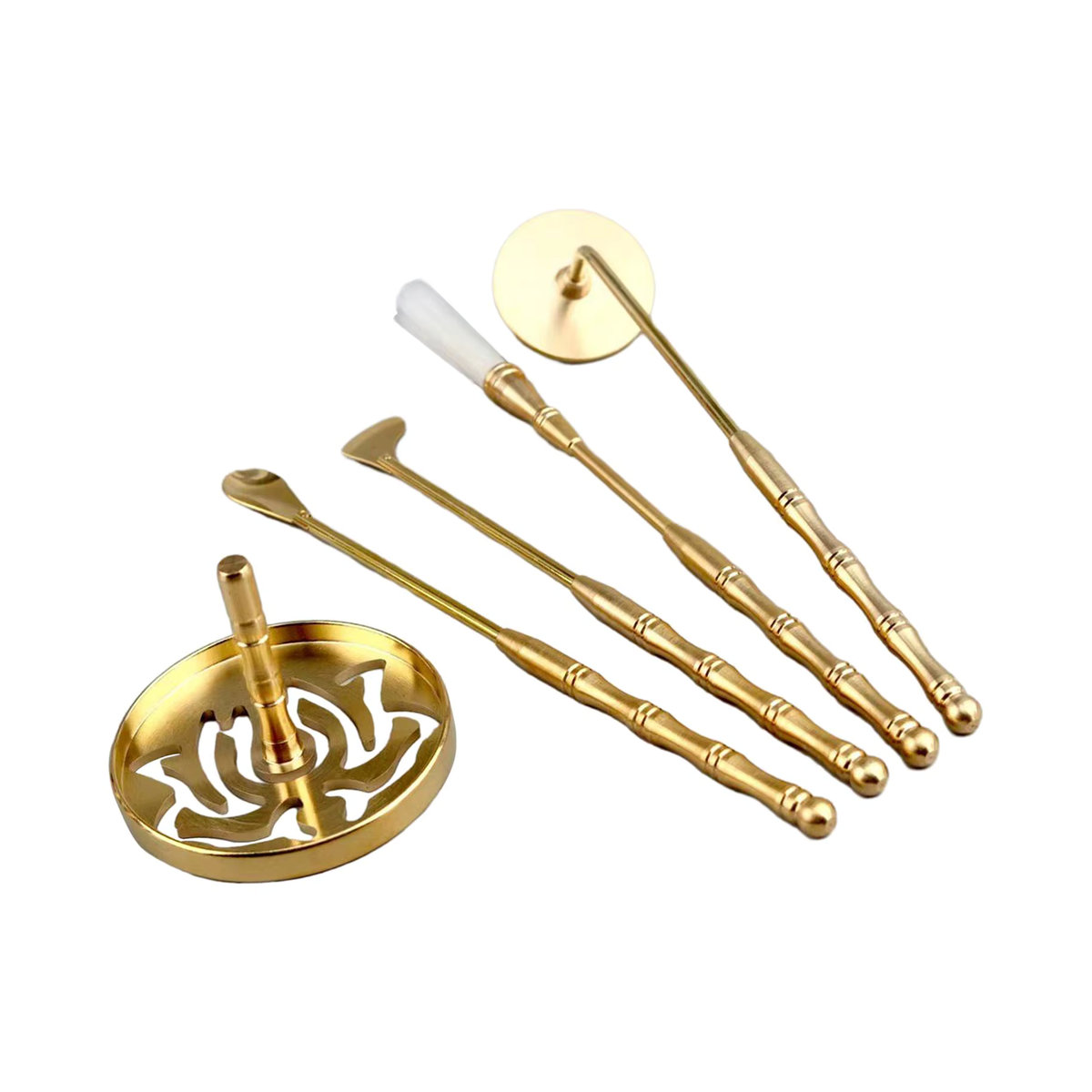 Kesoto 5-teiliges Messing-Räucherstäbchen-Set in Gold für Weihrauch-Zeremonien, Yoga und Meditation - Bild 3