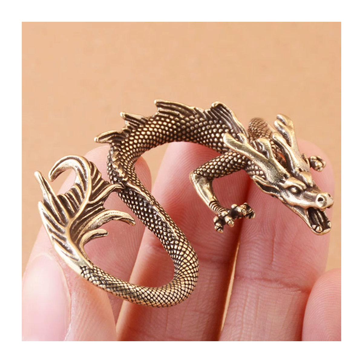 Kesoto Drachen Figur aus Messing in Gold als orientalische Dekoration für dein Zuhause - Bild 2