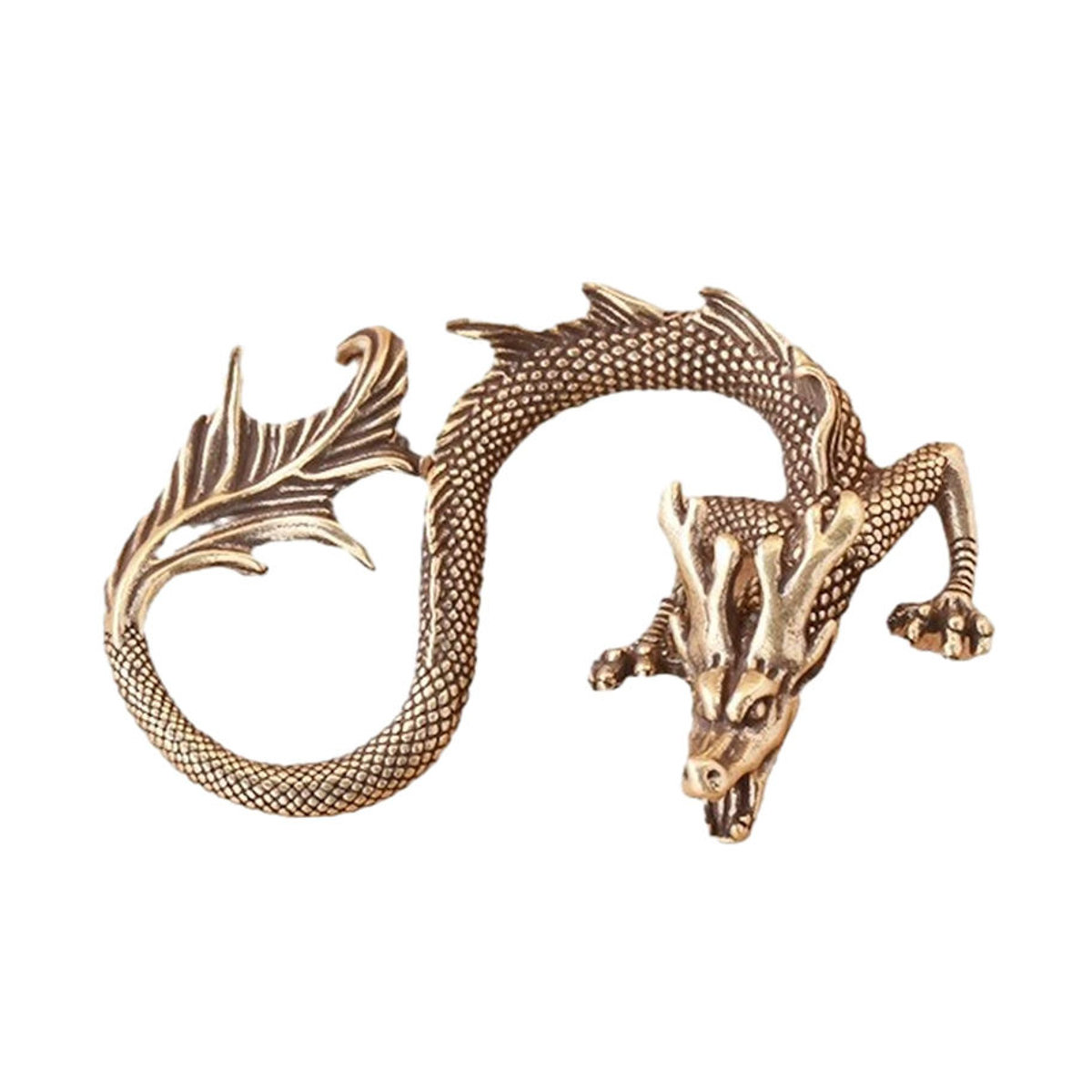 Kesoto Drachen Figur aus Messing in Gold als orientalische Dekoration für dein Zuhause - Bild 3