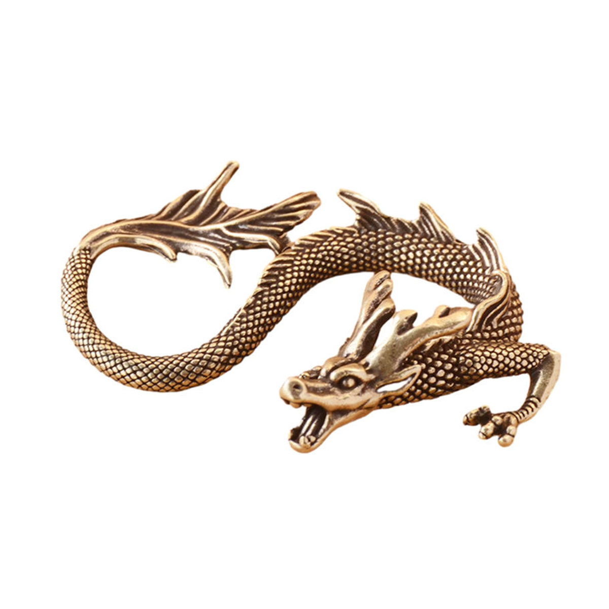 Kesoto Drachen Figur aus Messing in Gold als orientalische Dekoration für dein Zuhause - Bild 4
