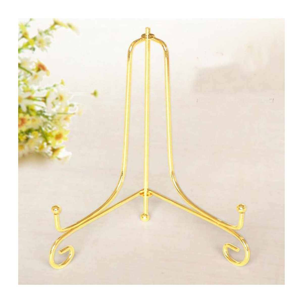 Kesoto Porzellanplatten Ständer aus Draht-Eisen in Gold für Schalen und Kunst-Displays, B/T/H: 25,8 x 25,8 x 25,8 cm - Bild 1