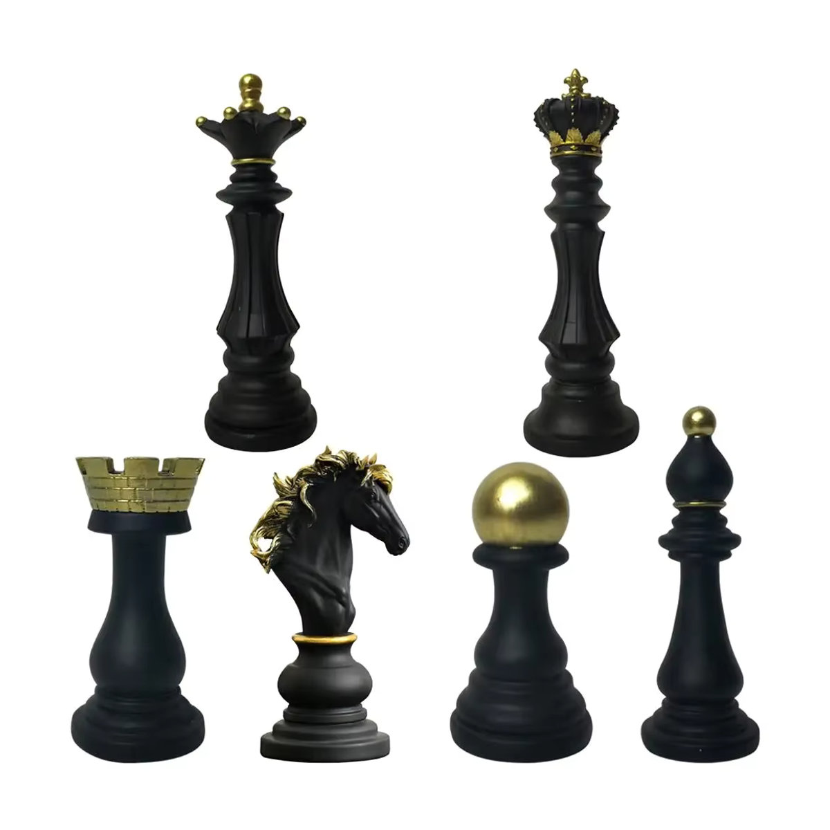 Kesoto Schachfiguren aus Kunstharz in Schwarz für klassisches Schachspiel - Bild 7