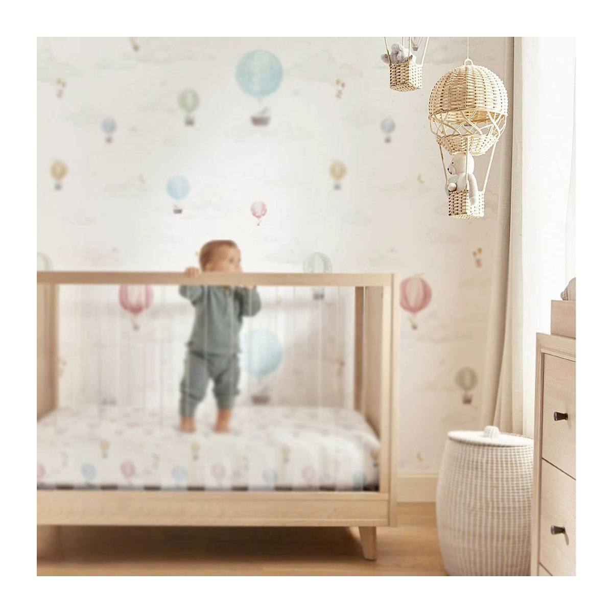 Kesoto Wandbehang Heißluftballon aus Rattan in Beige im Bohemian-Stil - Bild 2