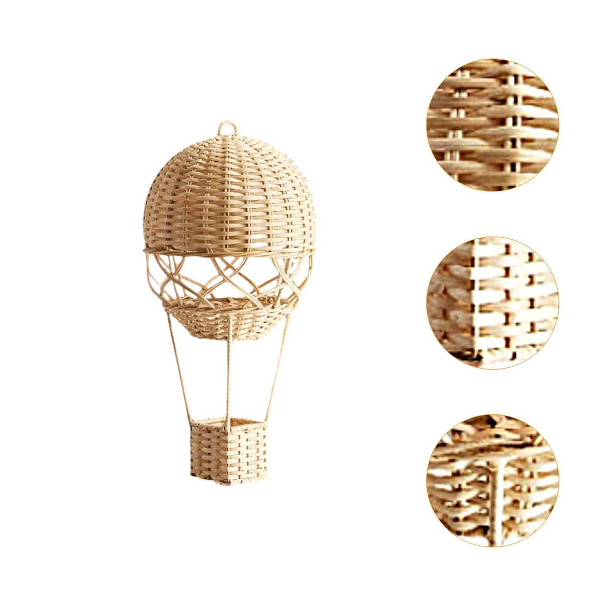 Kesoto Wandbehang Heißluftballon aus Rattan in Beige im Bohemian-Stil - Bild 3