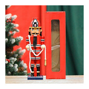 Kesoto Weihnachts Nussknacker Feuerwehr-Soldat aus Holz in Rot