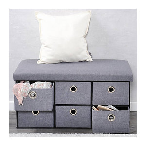 Kesper Sitztruhe modern in Grau aus Polyester Stoff B/H/L: 76 x 38 x 38 cm