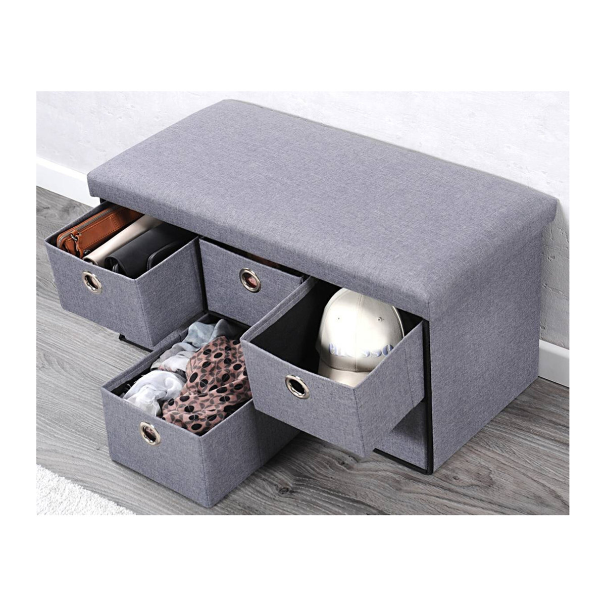 Kesper Sitztruhe modern in Grau aus Polyester Stoff B/H/L: 76 x 38 x 38 cm - Bild 2