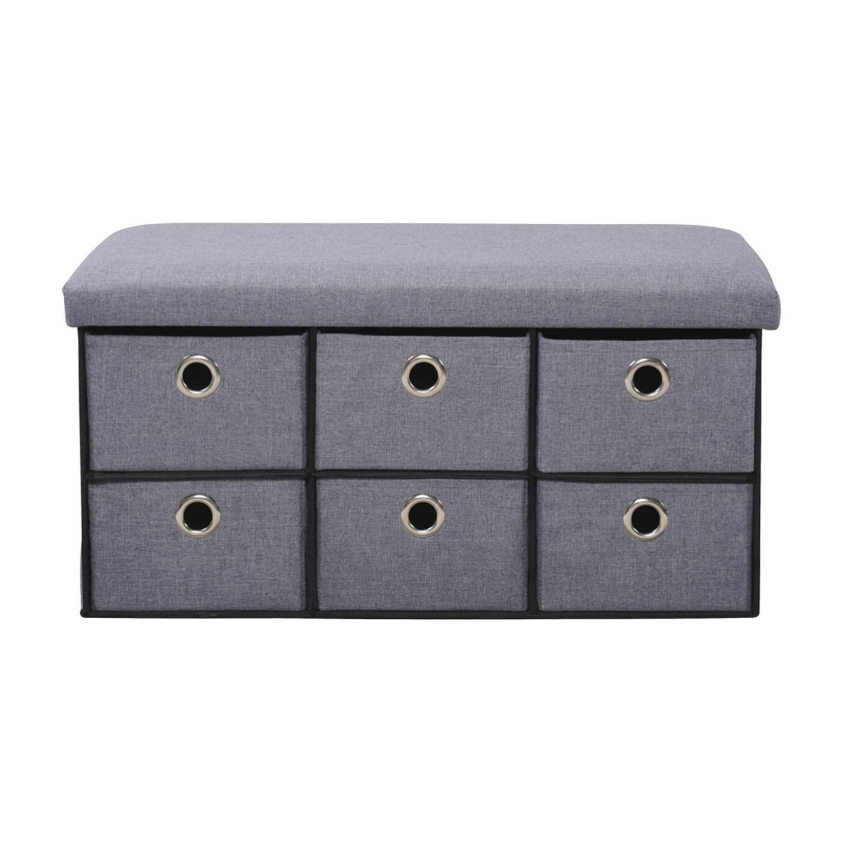 Kesper Sitztruhe modern in Grau aus Polyester Stoff B/H/L: 76 x 38 x 38 cm - Bild 4