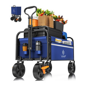 KESSER Bollerwagen faltbar mit 150kg Tragkraft, 360 Grad PVC-Reifen, Netztaschen, Seitentasche und Abdeckung