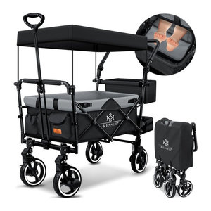 Kesser Bollerwagen GTS-9100 Faltbar mit Dach, Hartgummi-Rädern und Feststellbremsen, Schwarz/Grau