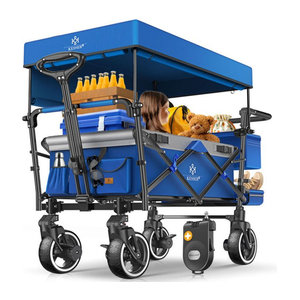 Kesser Bollerwagen GTS-9100 Faltbar mit Dach und 360 Grad Vollgummi-Reifen in Navyblau/Grau
