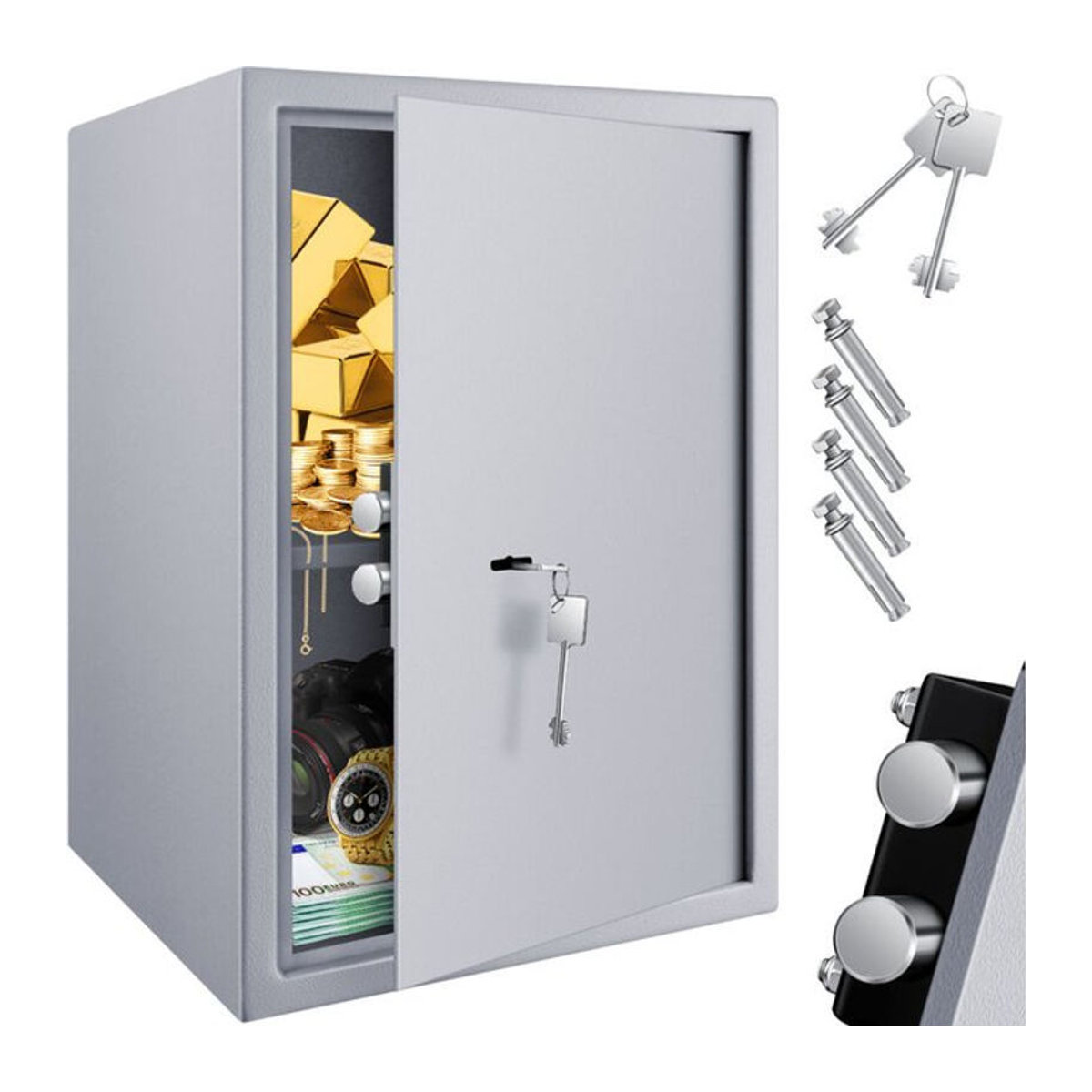 KESSER Möbeltresor mit Doppelbartschloss als Boden-Wandtresor in Silber, B/H/T: 50 x 35 x 31 cm - Bild 1