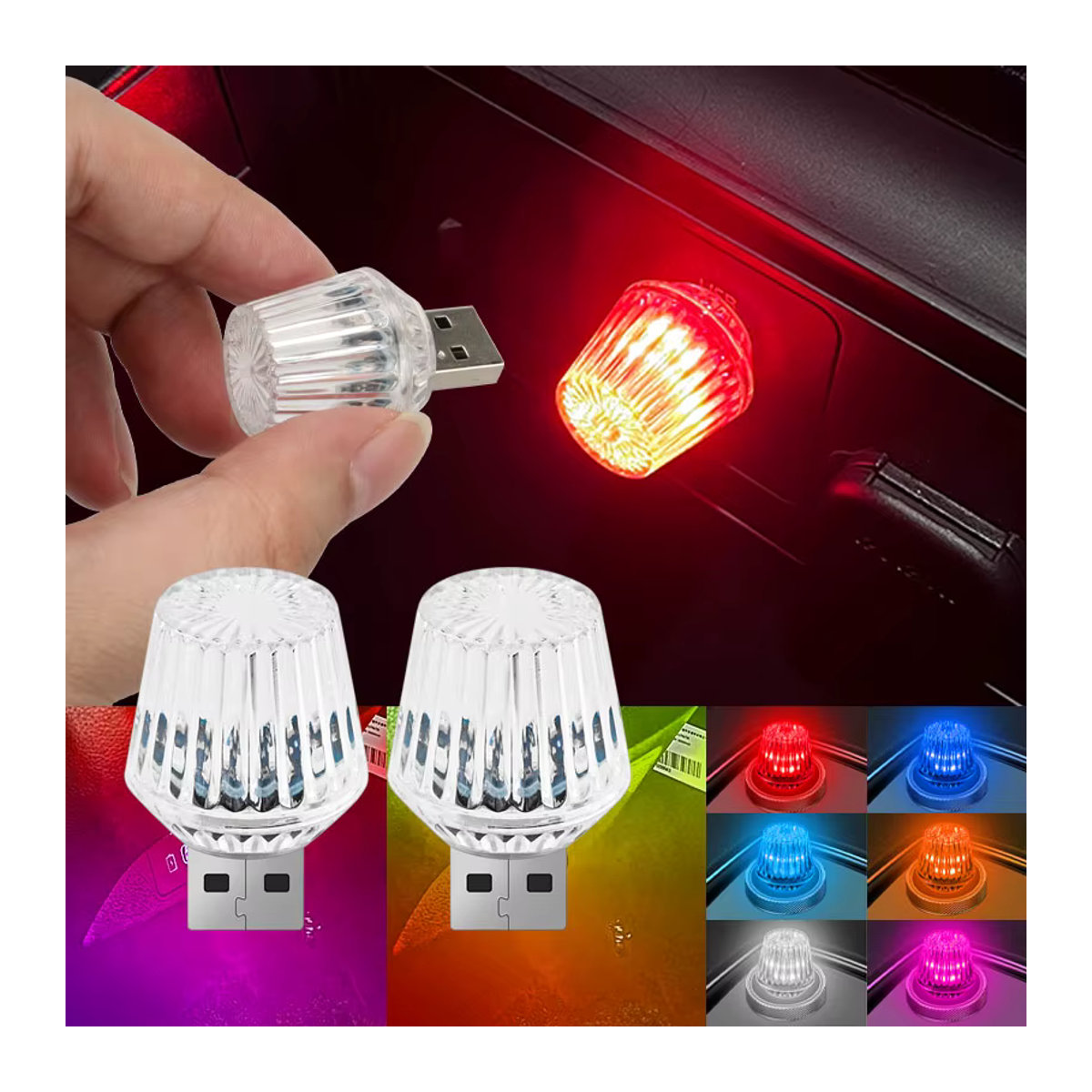 KEVANLY USB Mini Atmosphäre Licht RGB LED Taschenlampe als dekorative Innenbeleuchtung und Auto Umgebungslicht in Bunt - Bild 2